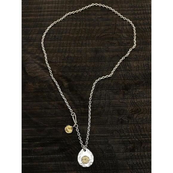 Goro Style Sterling Silver Chrysanthemum Engraved Teardrop Pendant Handmade Neck - Picture 4 of 7